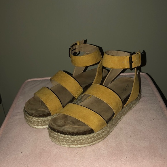 Universal Thread Shoes - Yellow Platform Espadrilles